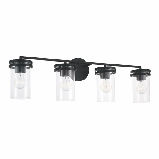 Fuller 4-light Bath/ Vanity Fixture w/ Clear Glass