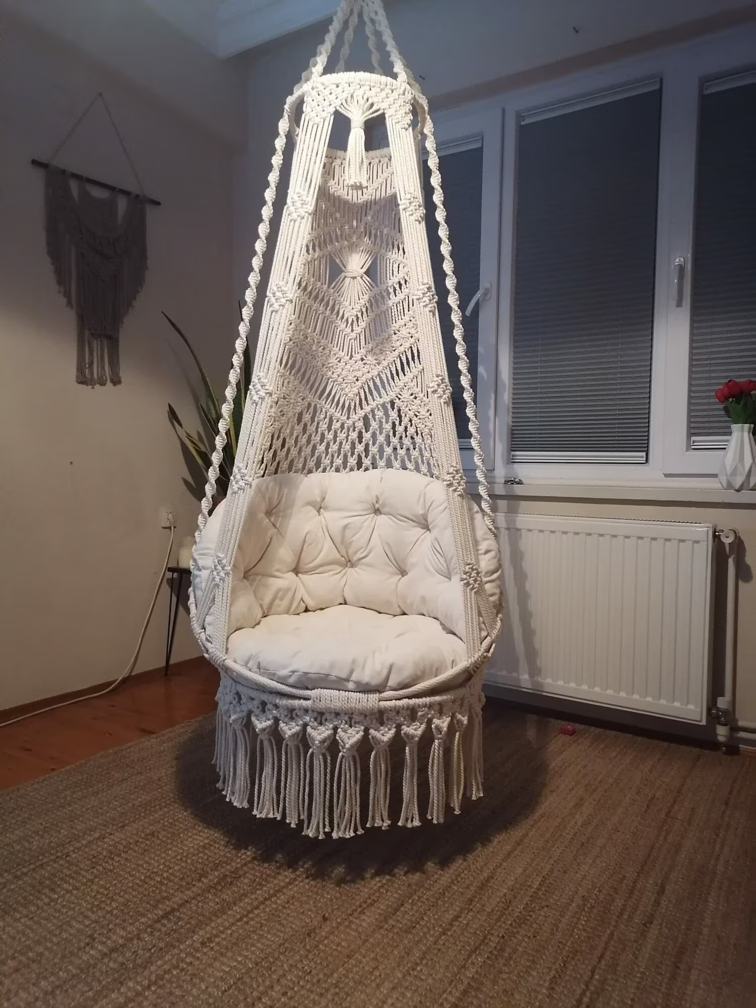 Macrame Hammock Swing Chair, Indoor Hammock Chair, Hanging Outdoor Swing, Bedroom Chair Porch Swing