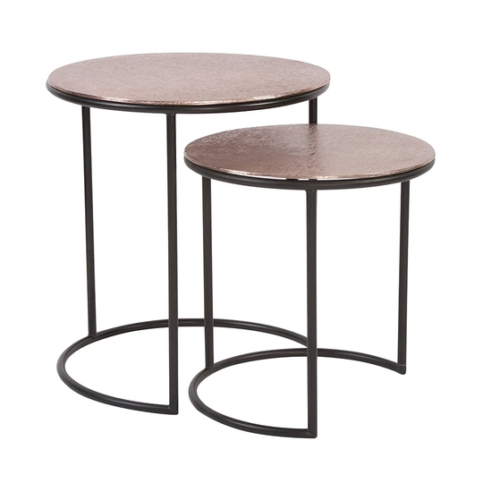 Copper Metal Round Nesting Table Set