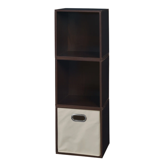 Noble Connect Storage Set - 3 Cubes and 1 Canvas Bin- Truffle/Natural