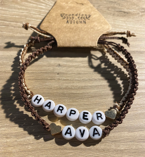 Adjustable Custom Name Bracelet, Personalized Word Jewelry, Unisex Bracelet
