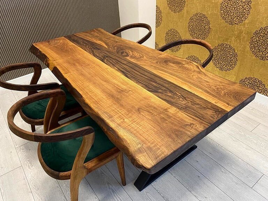 Walnut Dining Table, Live Edge, Slab Table, Coffee Kitchen Office, Solid Wood, Table Top, Farmhouse -%100 Handmade