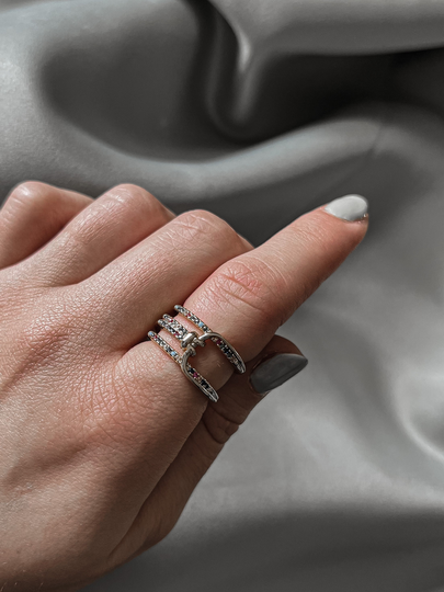 Colorful Layer Ring - Multicolor Stone Rainbow Color Gold Clip