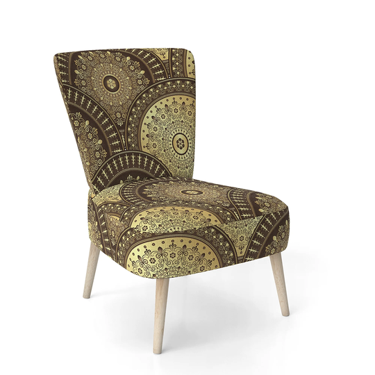 Designart 'Golden Circular Pattern I' Upholstered Mid-Century Accent Chair