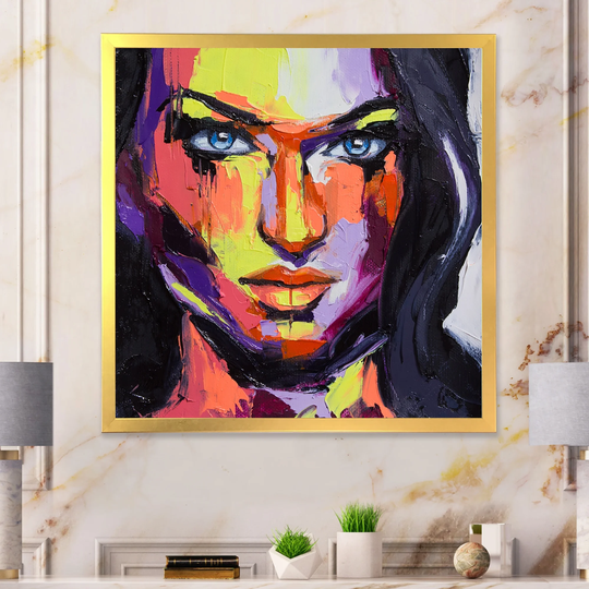 Designart 'Colorful Fashion Girl Portrait II' Glam Framed artwork
