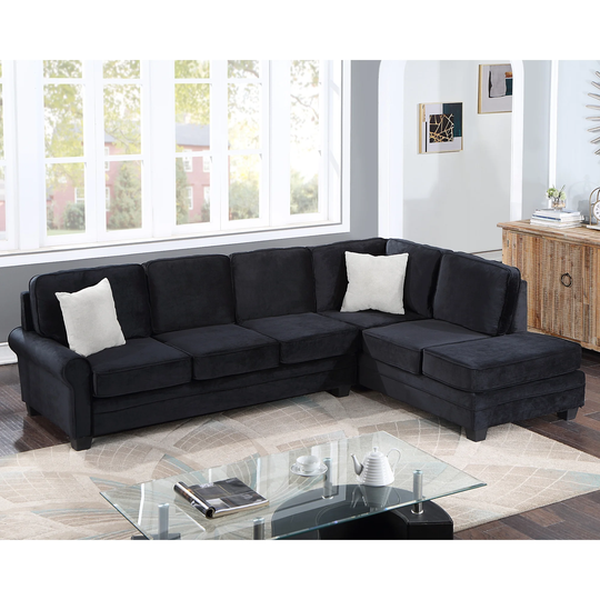 Reversible Sectional Sofa, Modern Velvet Upholstered Couch,Living Room