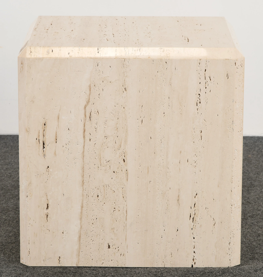 Travertine Marble Cube Table Kreiss Style Roche Bobois Style, 1980S Minimalist Mid Century Modern Mcm