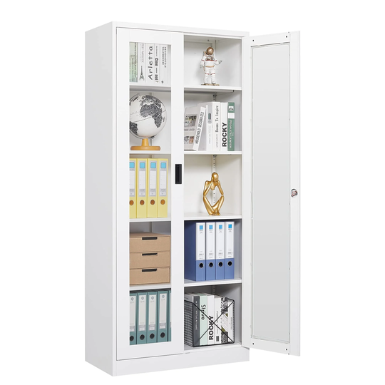 Metal Display Cabinet with Tempered Glass Door - N/A