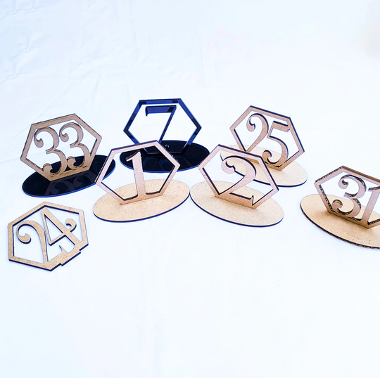 Table Numbers With Stands | Oval Base Made Of Wood Requires Painting