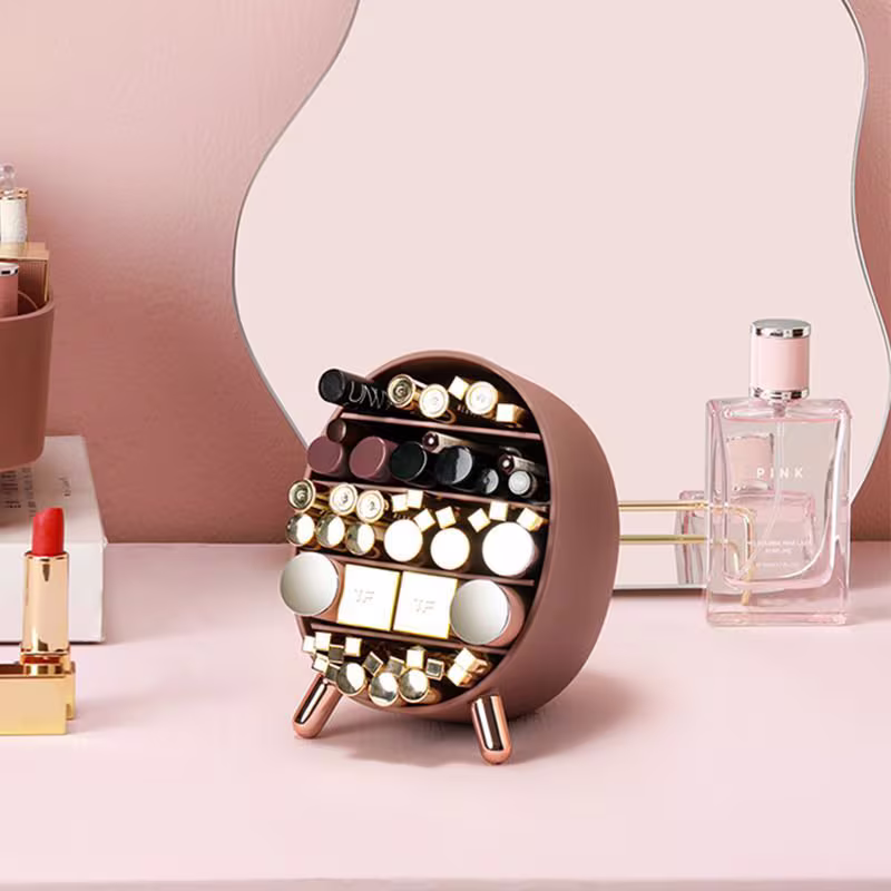 Mini Cosmetics Storage Box | Customized Name Makeup Cases Eyebrow Pencil Lipstick Eye Shadow Lip Enamel Grid Glaze Compartment