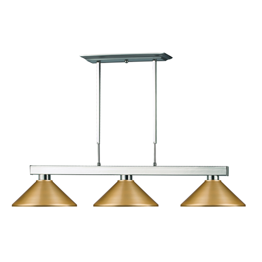 Avery Home Lighting Cobalt Satin Gold 3 Light Billiard Light - Brushed Nickel
