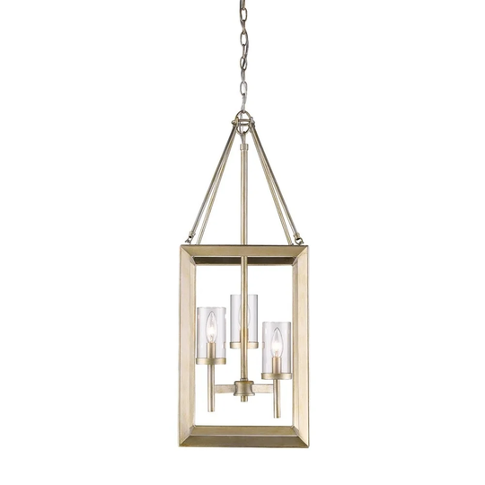 Golden Lighting Smyth White Gold with Clear Glass 3-light Pendant