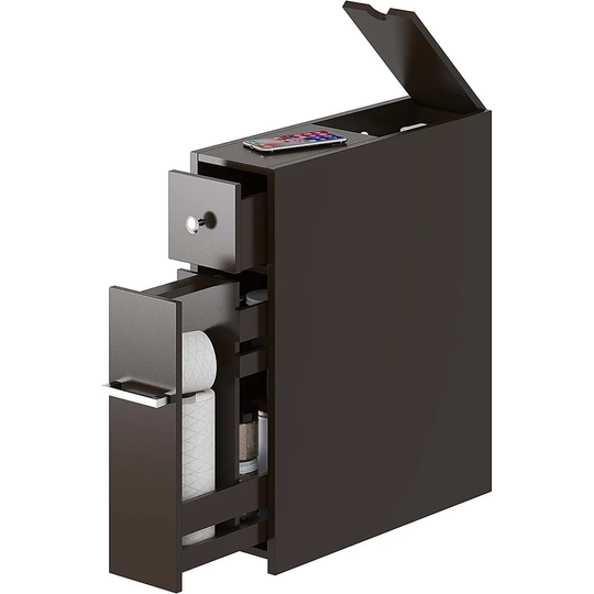 Spirich Home Slim Bathroom Storage Cabinet, Free Standing Toilet Paper Holder, Bathroom Cabinet Slide Out Drawer Storage