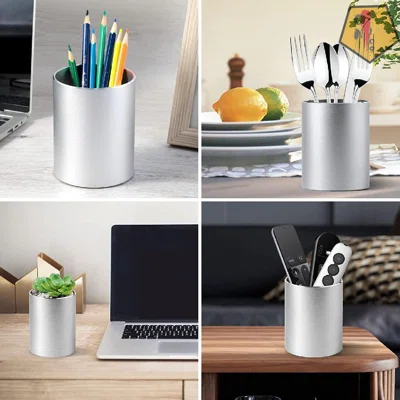 Pencil Holder For Desk, Metal Desk Pen Cup Holder, Desktop Organizer Storage Box For Office, Home, Classroom,Gift Bag,Silver