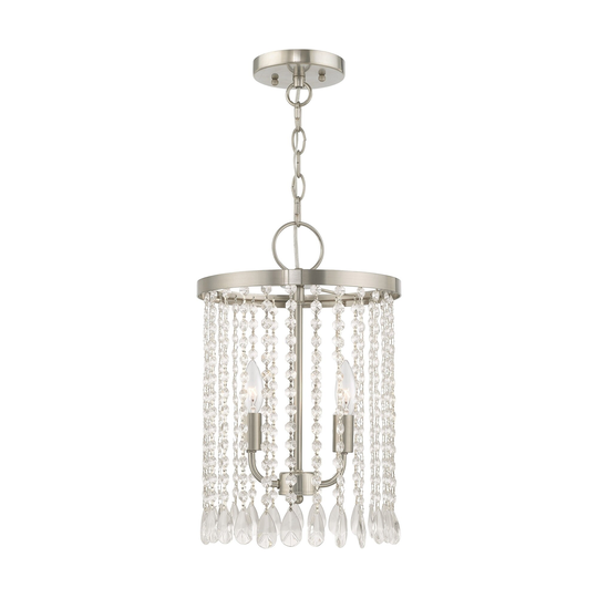 Livex Lighting Elizabeth 2-Light Brushed Nickel Mini Pendant - 11"Dia. x 17"H