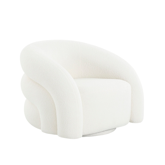 Pasargad Home Azzurro Swivel Lounge Chair, Ivory