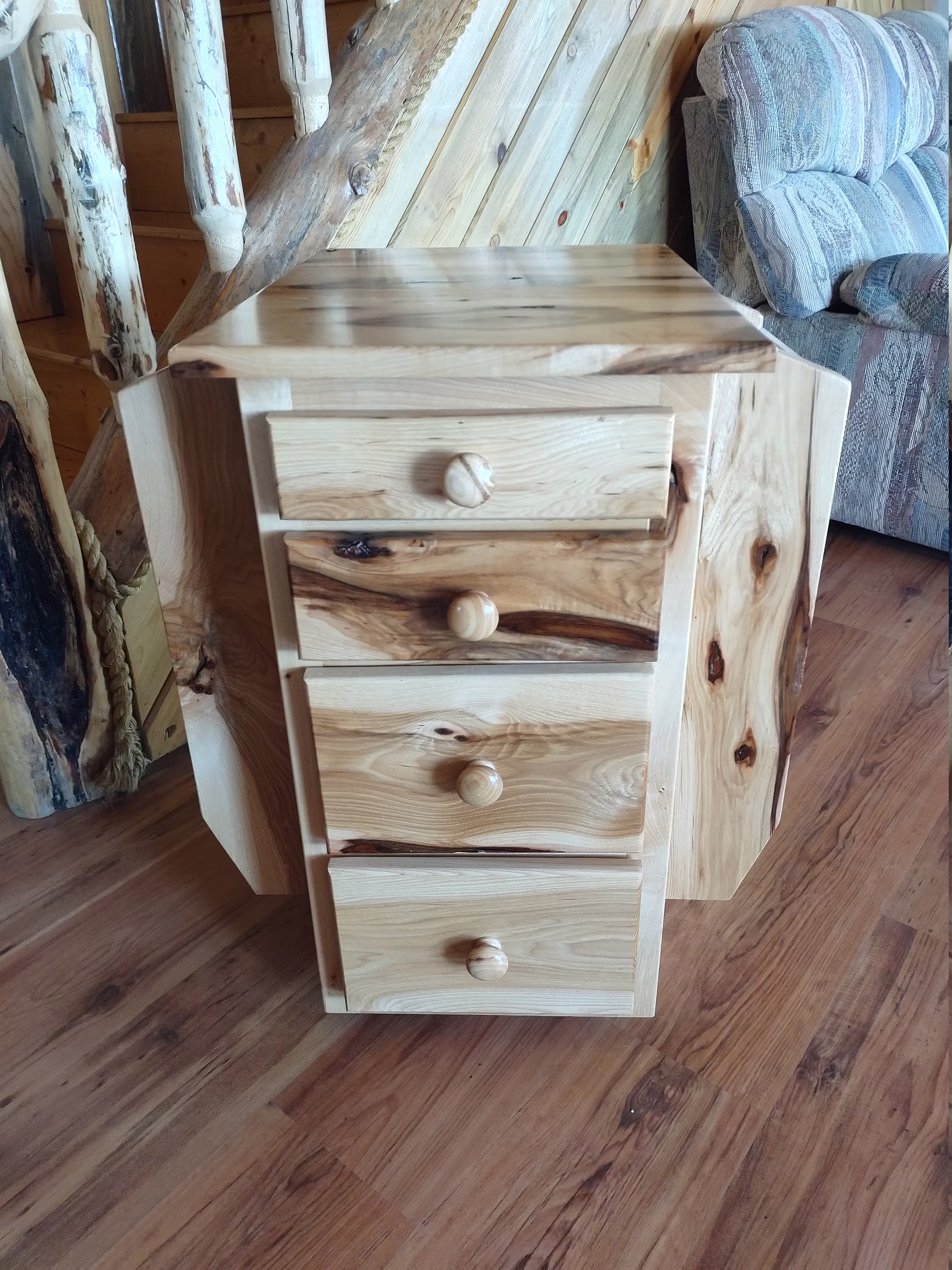 Magaround | Side Table End Magazine Rack Hickory Aspen Brown Maple Amish Made