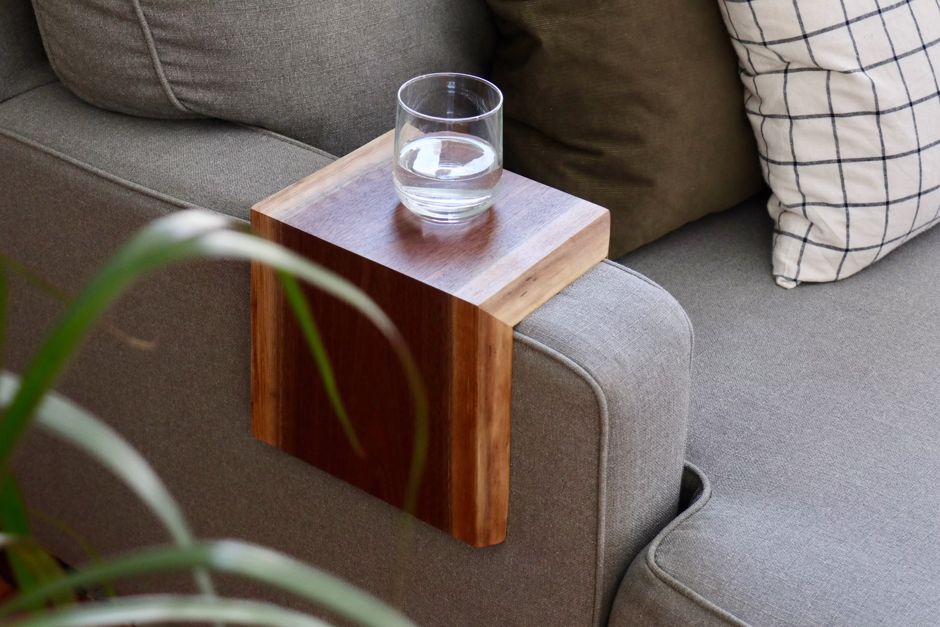 Live Edge Walnut Couch Table, Laptop Side Sofa Armrest Table