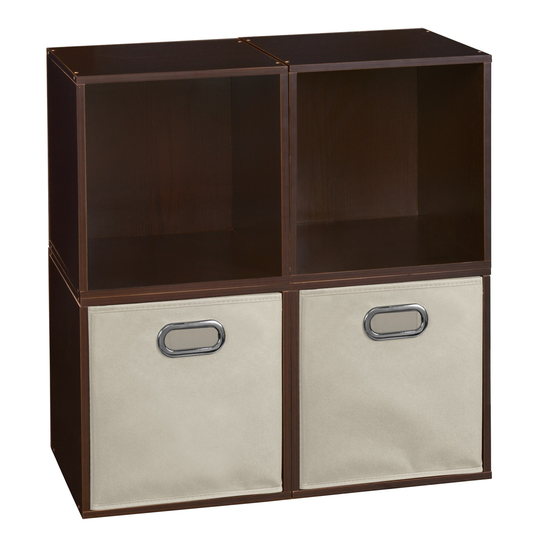 Noble Connect Storage Set - 4 Cubes and 2 Canvas Bins- Truffle/Natural
