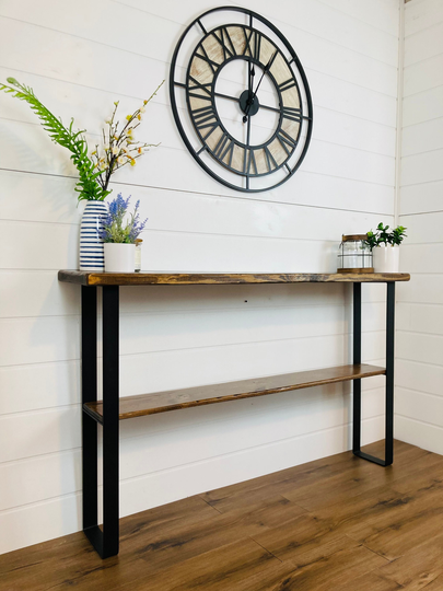 Narrow Console Table With Metal Legs, Console Table, Farmhouse Decor, Side Table, Live Edge Buffet