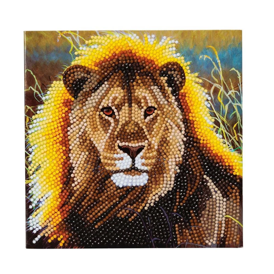 Resting Lion, 18x18cm Crystal Art Card