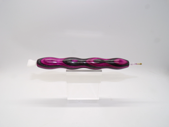 Diamond Painting Pen, Magenta, Charcoal, Diagonal Laminated Wood, Frog Blanks, Stylus Handturned, Wood