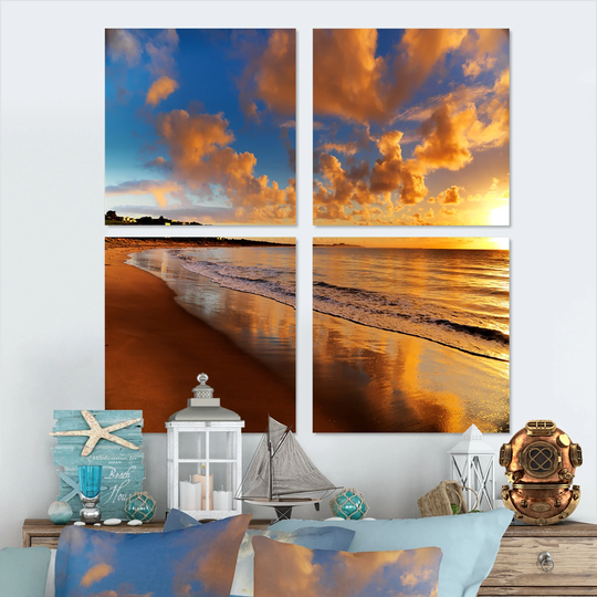 Designart 'Colorful Sunset on the Beach' Landscape Canvas Wall Art Print
