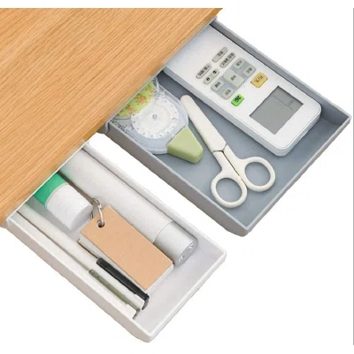 KOVIIOL Under Desk Drawer, Large Capacity Pop-Up Recycled Expandable Hiding Self Adhesive Stick On Secret Drawer For Desk Pencil Drawer Slide Out Orga