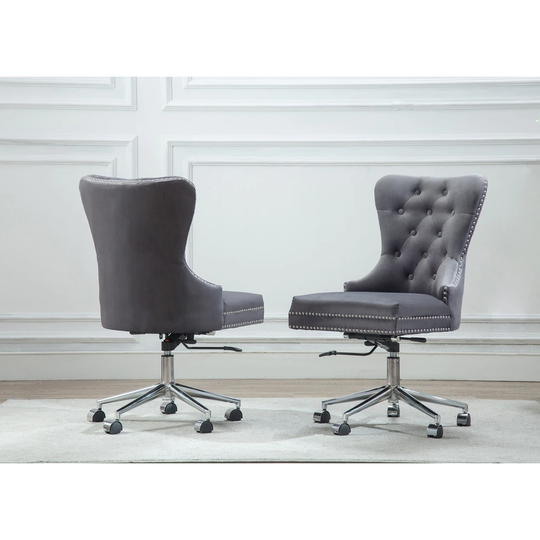 Best Quality Furniture Tufted Velvet Office Chair Silver Nailhead Trim