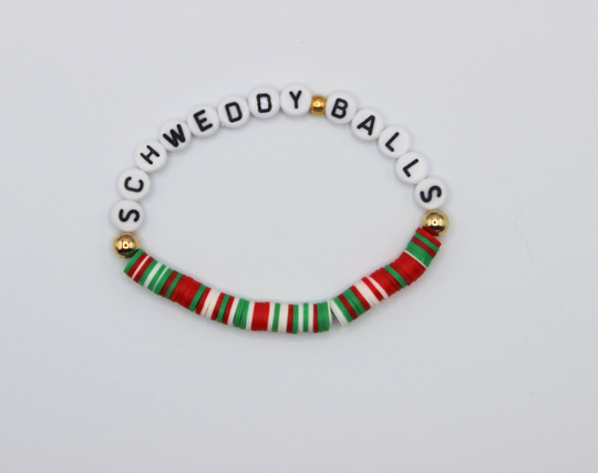 Schweddy Balls Heishi Bead Christmas Bracelet