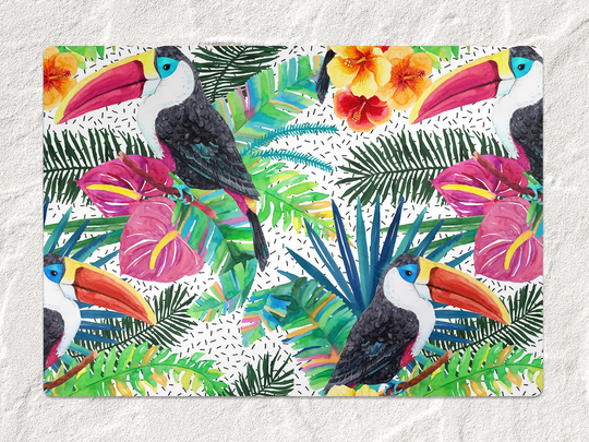 Hawaii Birds Chair Mat, Pink Splat Blue Vinyl Floor Tropical Protective Pvc Decorative Kids Room Decor, Splash Mat