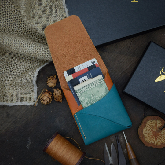 Custom Mix Colors Front Pocket Wallet, Free Personalization, Primary Color Is The Right | Outside Side, Secondary Inside