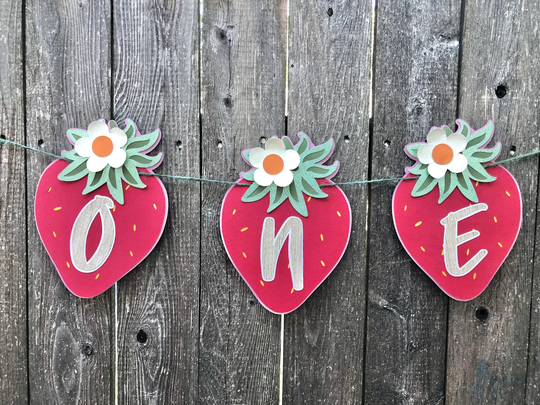 strawberry High Chair Banner, Party Decor, Decorations, Birthday Girl, First Birthday, Berry