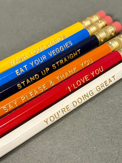Pencils | Set Of 6 Gold Foil Stamped On 3 Sides Life Reminders Motherly Advice Graduation Gift