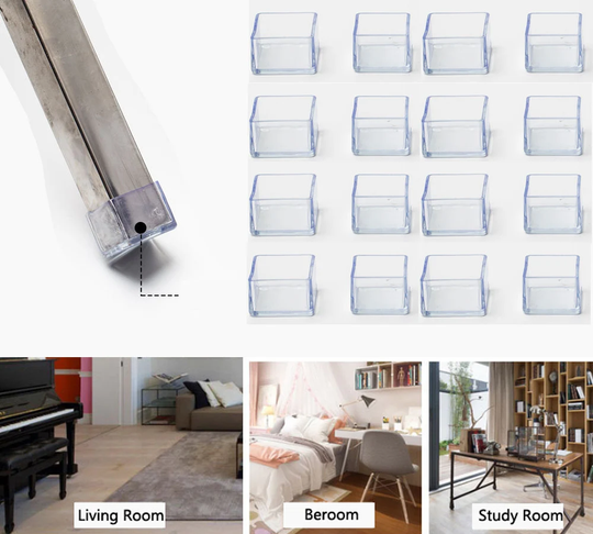16 Pack Transparent Chair Leg Floor Protectors, Fit Square Caps Pads, Protect Your Floors From Scratches Kinds Of Size