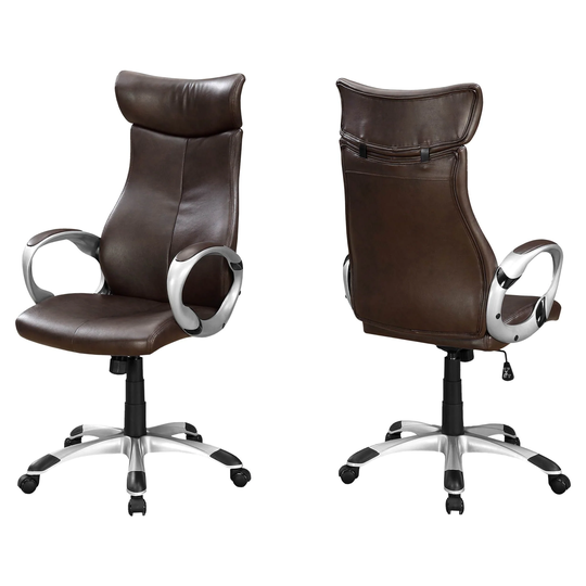 Offex Contemporary High Back Leather Look Executive Office Chair-Brown - 25.5"x 26"x 47.5"