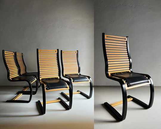 4 Black Cantilevered Dining Chairs/Terje Hope For Møremøbler/Norway/Vintage