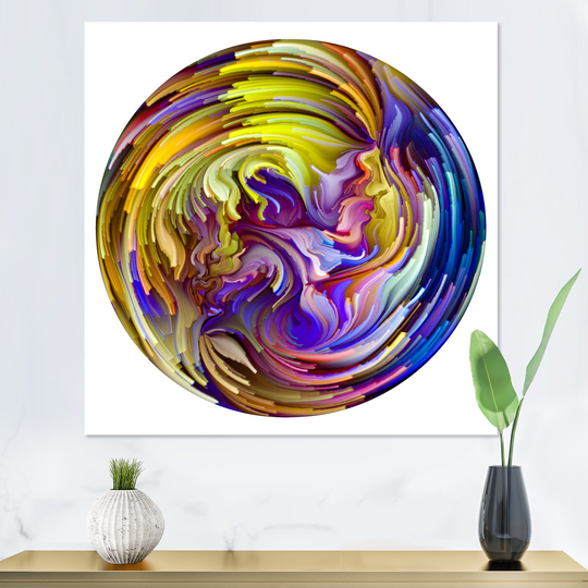 Designart 'Circle Colorful Liquid Color VII' Modern Canvas Art Print