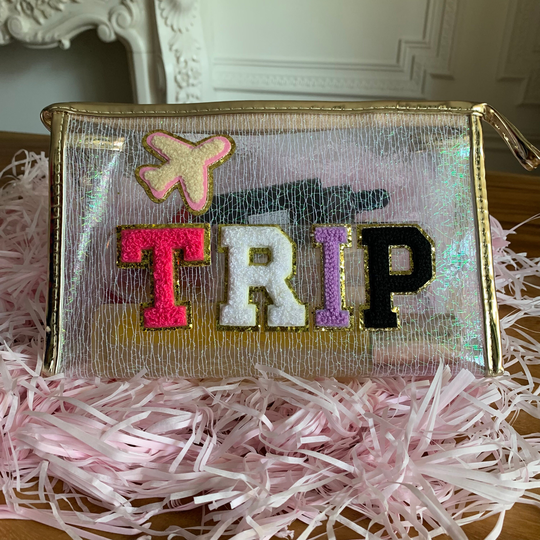 Three Color Personalized Bag, Holographic Makeup Bag, Clear Cosmetic Bag Large Iridescent Pouch Cute Pencil Case Stationery Box