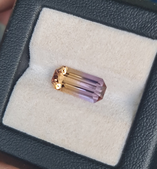 Tri Color Ametrine. Natural Ametrine 3.37Ct. Rare Color Pink-Yellow - Purple. Long Octagon. Cd339