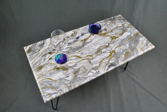 Marble With Gold, Epoxy Coffee Table, Resin Hairpin Furniture, Housewarming Gift, Home Decor, Furniture