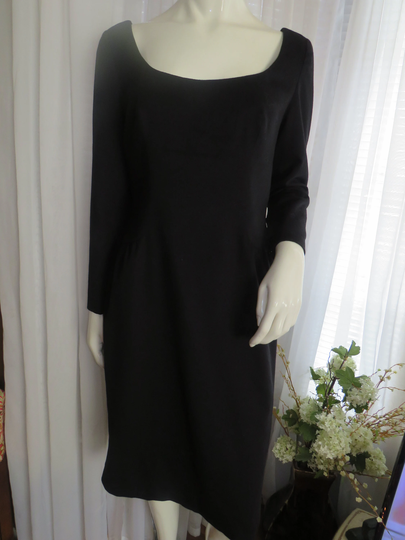 1950S' Long Sleeve Black Pencil-Fit Dress-No Label/Size Tag