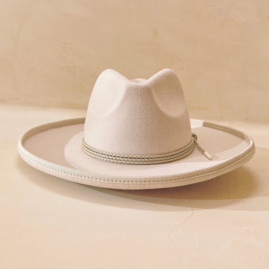 Etta Pencil Brim Fedora Hat, Vegan Felt Sand Rancher Fedora, Stiff Wide Hat