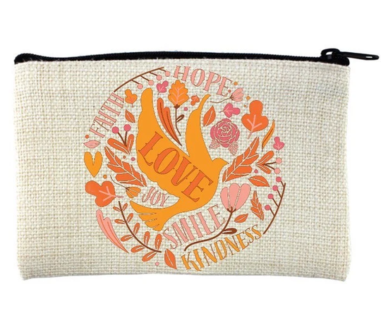 Peace Dove Coin Purse, Zippered Pouch, Pencil Case, Make Up Bag. 2 Sizes Available. Hippie/ Retro Style