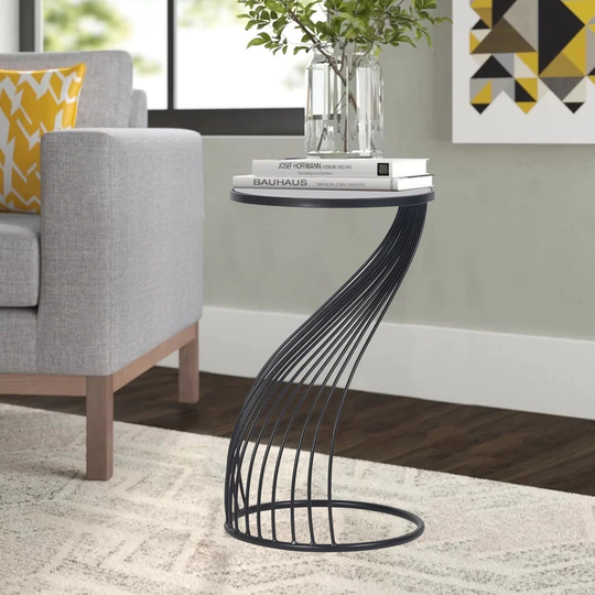 ADECO Metal End Table Side Nightstand Gold Accent Coffee Table Stools