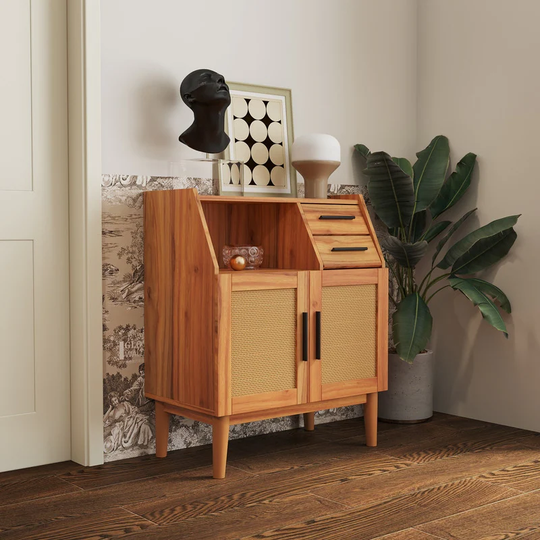 Adjustable Accent Storage Cabinet Sideboard, Oak