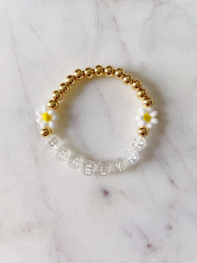 Custom Toddler, Bracelet, Name Bracelet For Child, Daisy Matching Sister Bracelet's