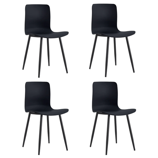Set of 4 Plastic Dining Chairs Kitchen Chairs with Curved Backrest