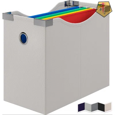 Hanging File Organizer Boxes For Home Or Office Storage. Desktop Filing Box Is Constructed Of Heavy-Duty MDF Wood With Fabric.