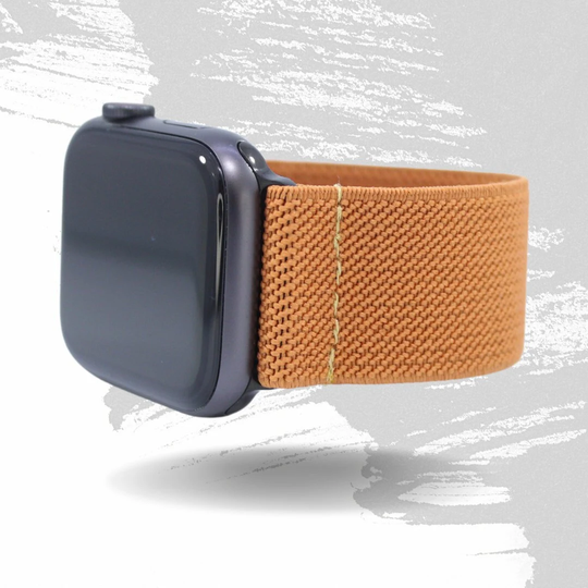 Elastic Watch Band For Apple - All Series | Models 1 8, Se, Ultra | Solid Bronze Rust Tan Handmade Stretchy Comfy Strap